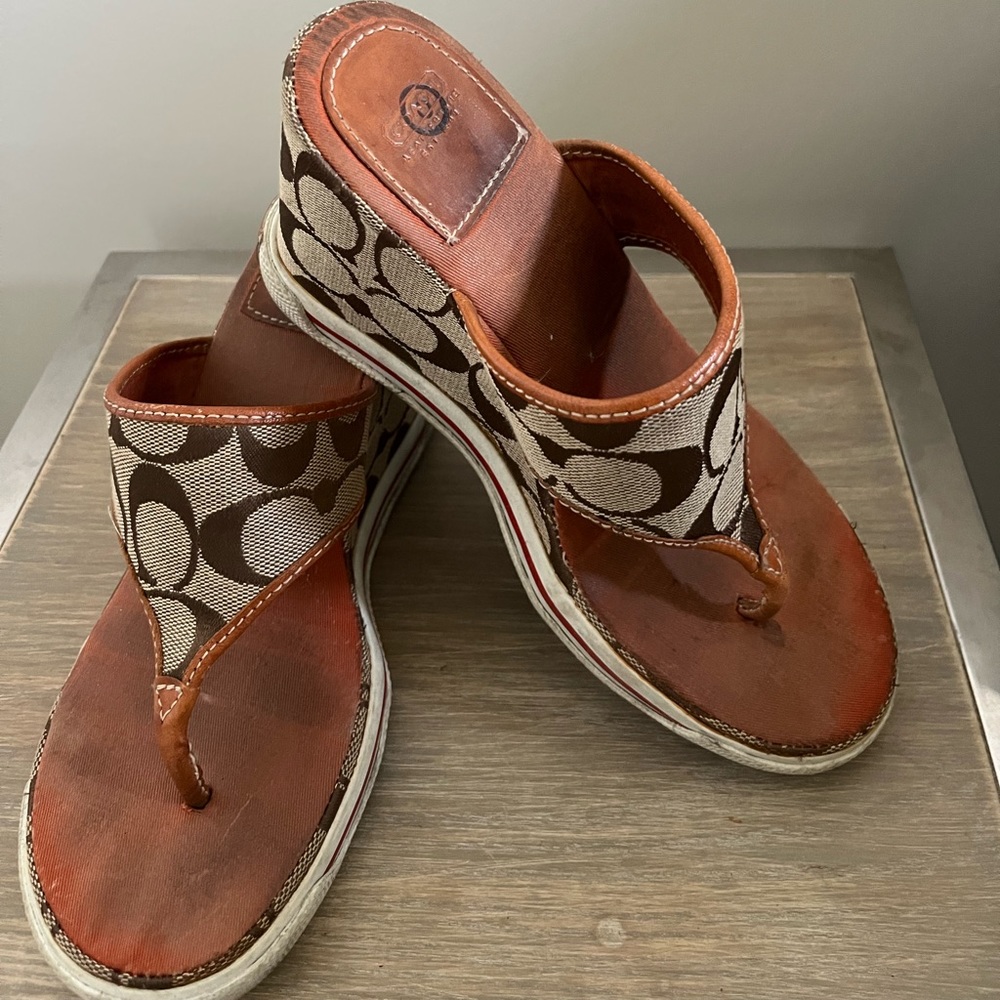 Coach wedged sandals.